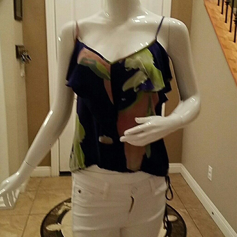 Flowered, silk top.